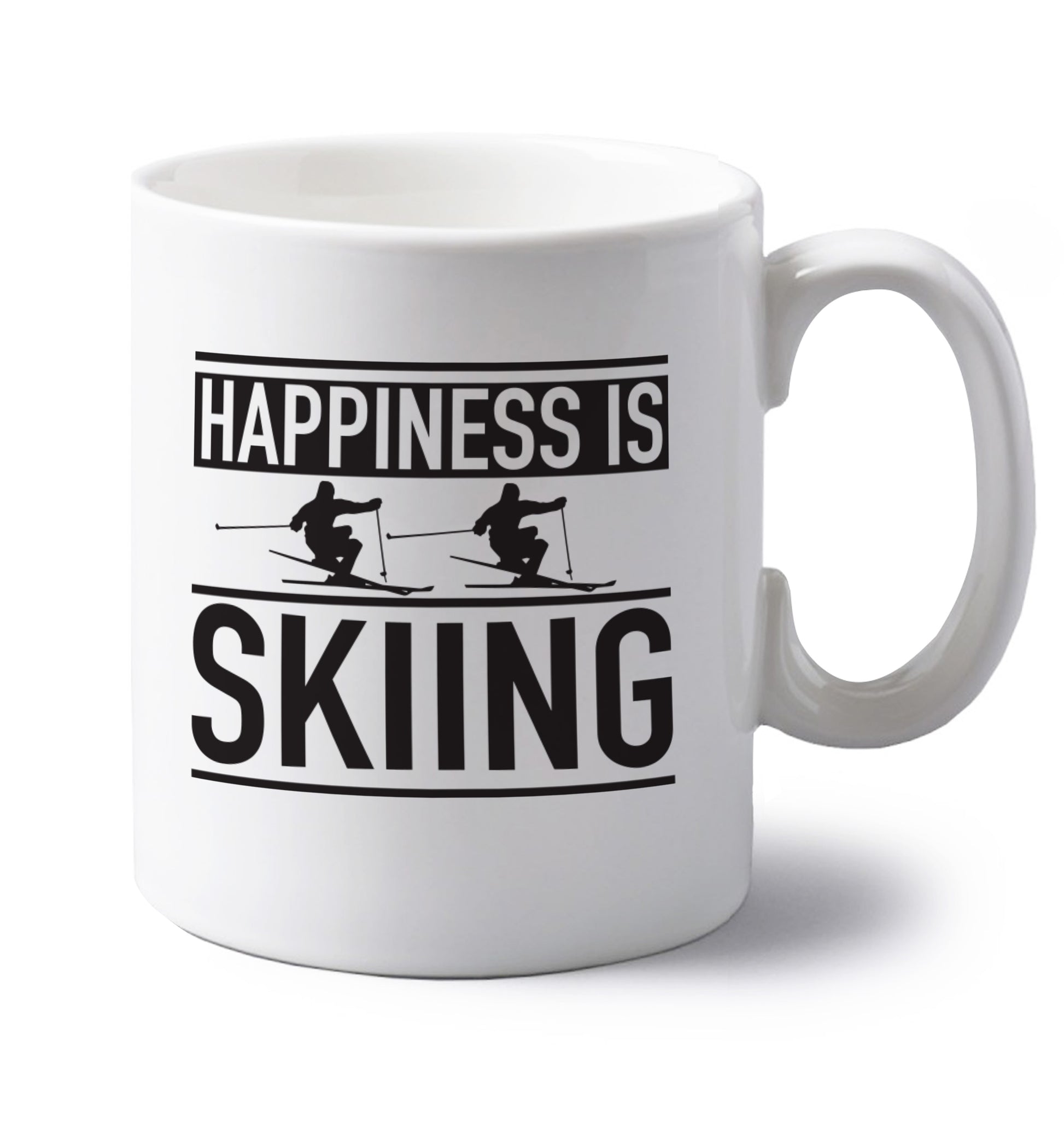 Born to ski left handed white ceramic mug 