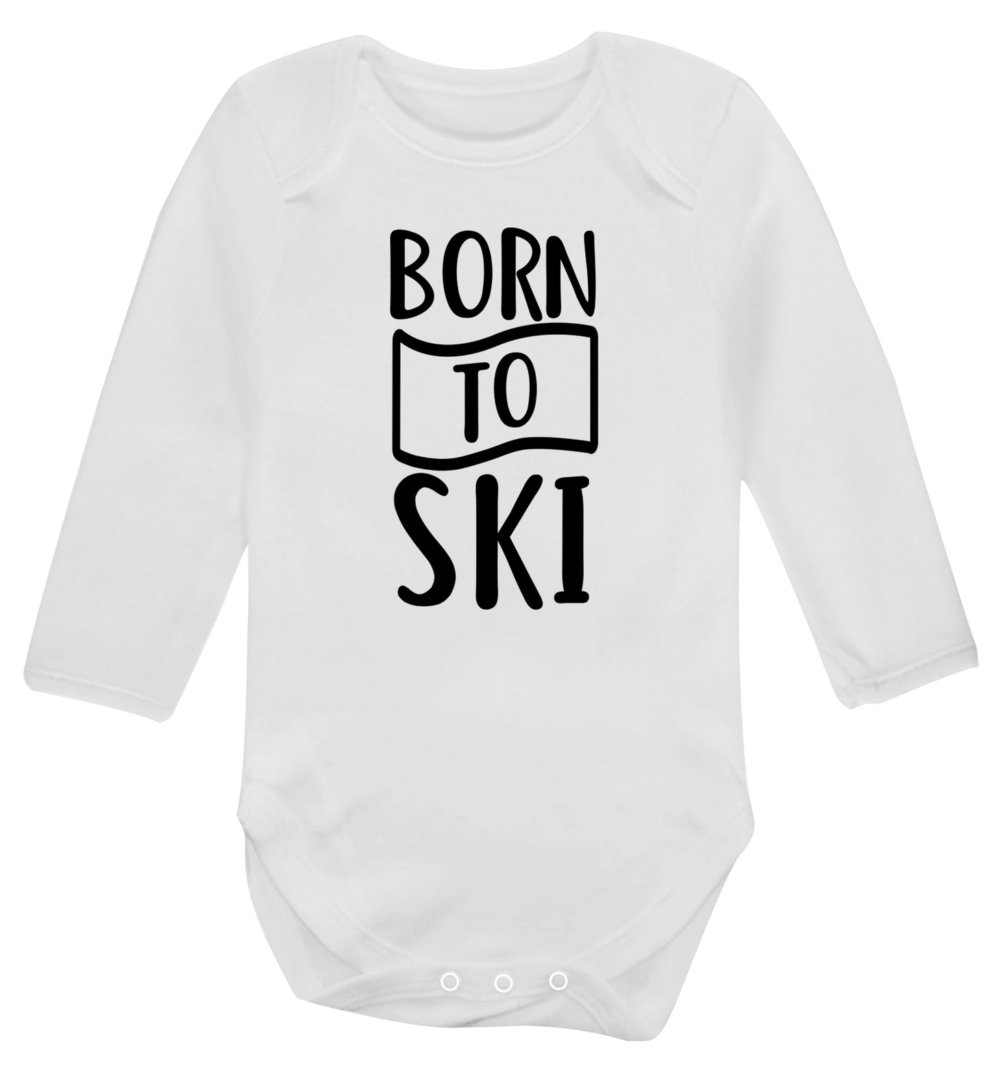Born to ski Baby Vest long sleeved white 6-12 months