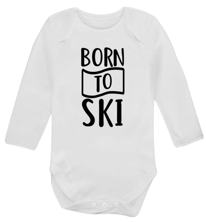 Born to ski Baby Vest long sleeved white 6-12 months