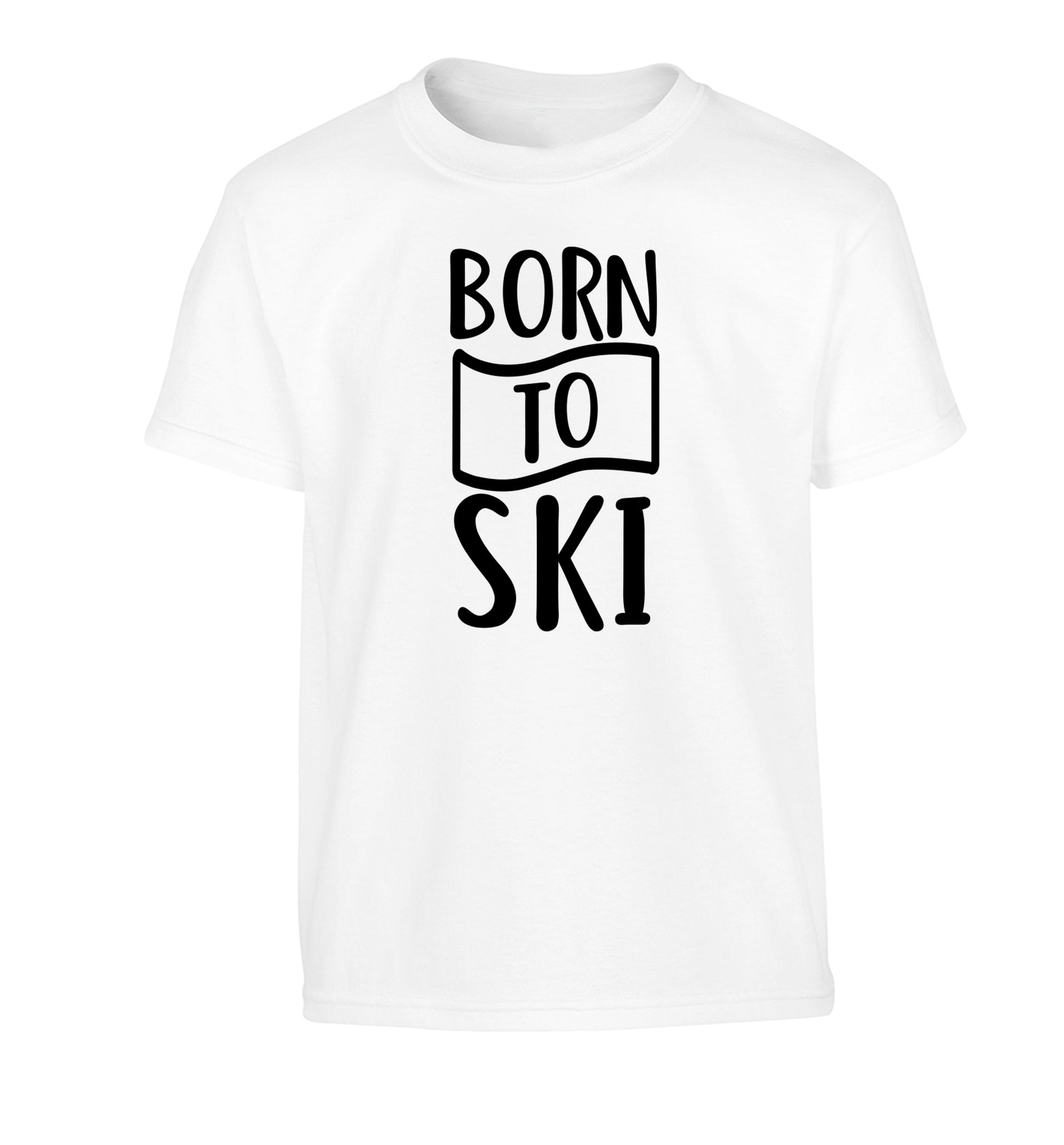 Born to ski Children's white Tshirt 12-14 Years