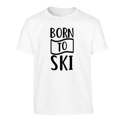 Born to ski Children's white Tshirt 12-14 Years