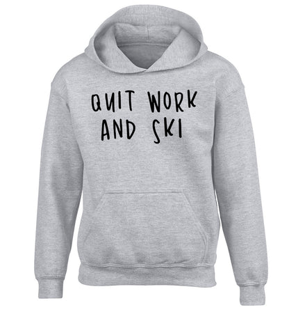 Quit work and ski children's grey hoodie 12-14 Years