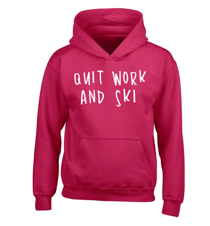 Quit work and ski children's pink hoodie 12-14 Years