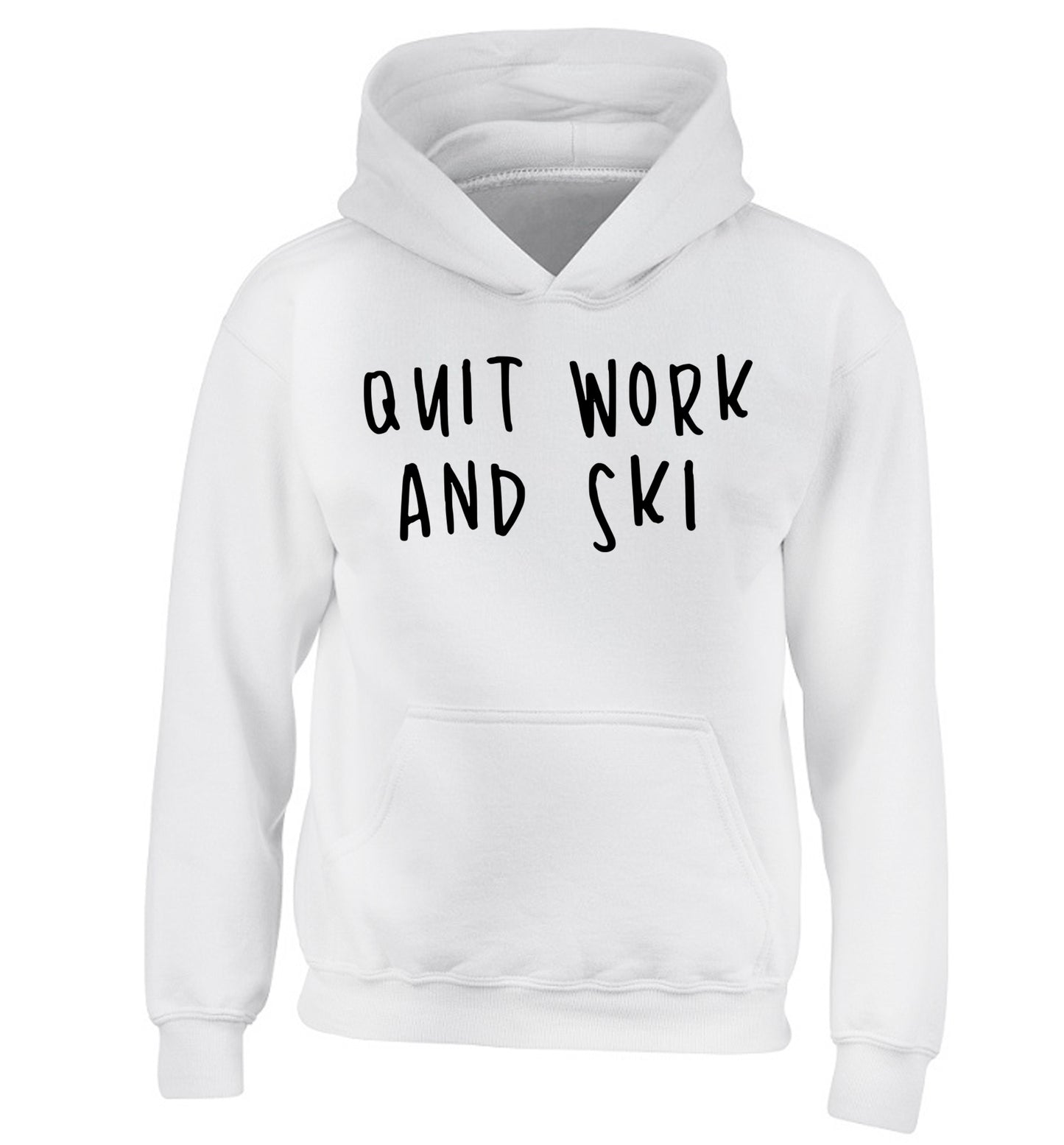 Quit work and ski children's white hoodie 12-14 Years