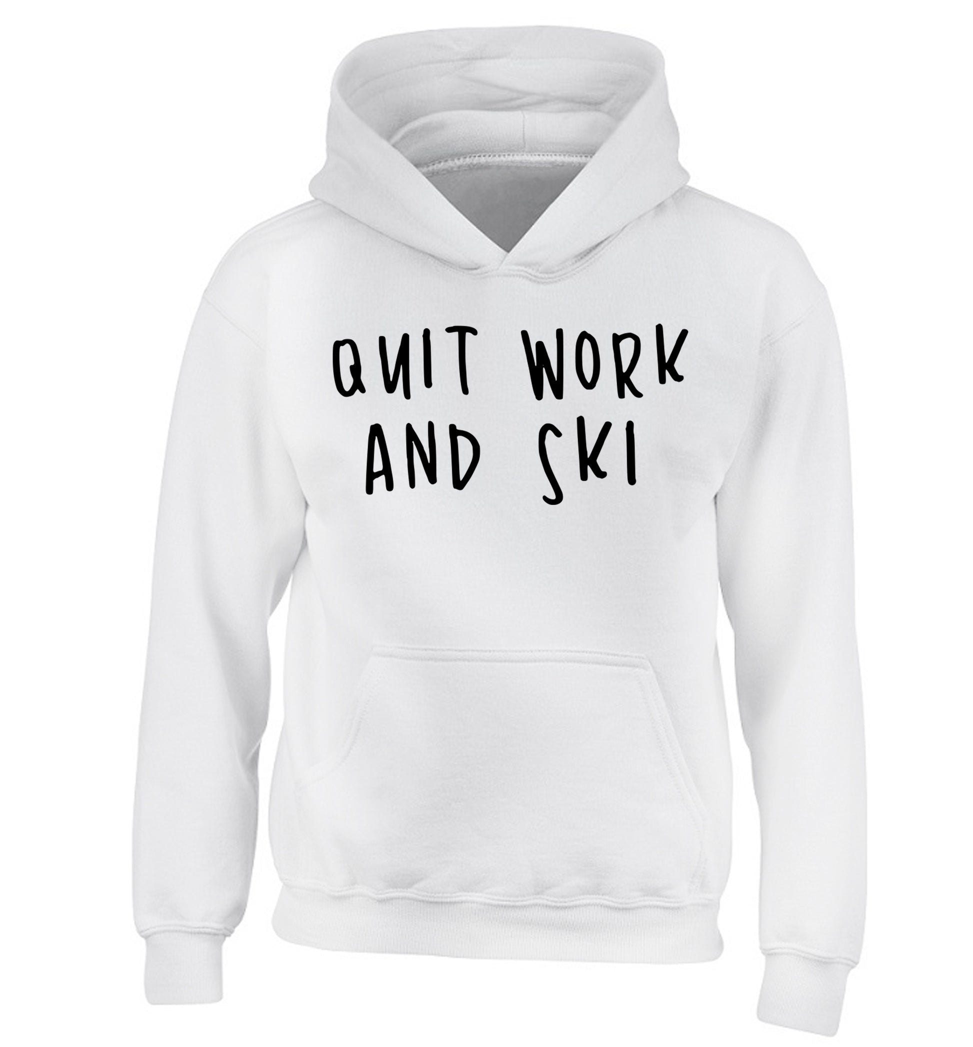 Quit work and ski children's white hoodie 12-14 Years