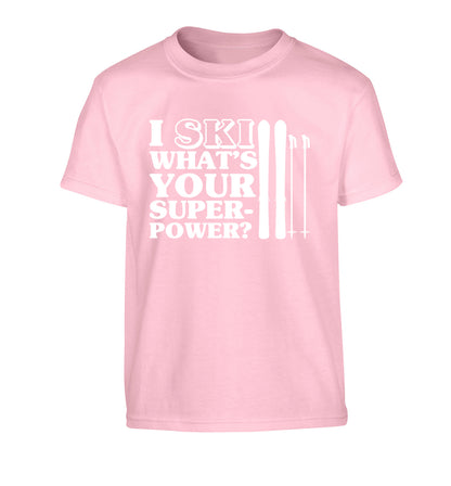 I ski what's your superpower? Children's light pink Tshirt 12-14 Years