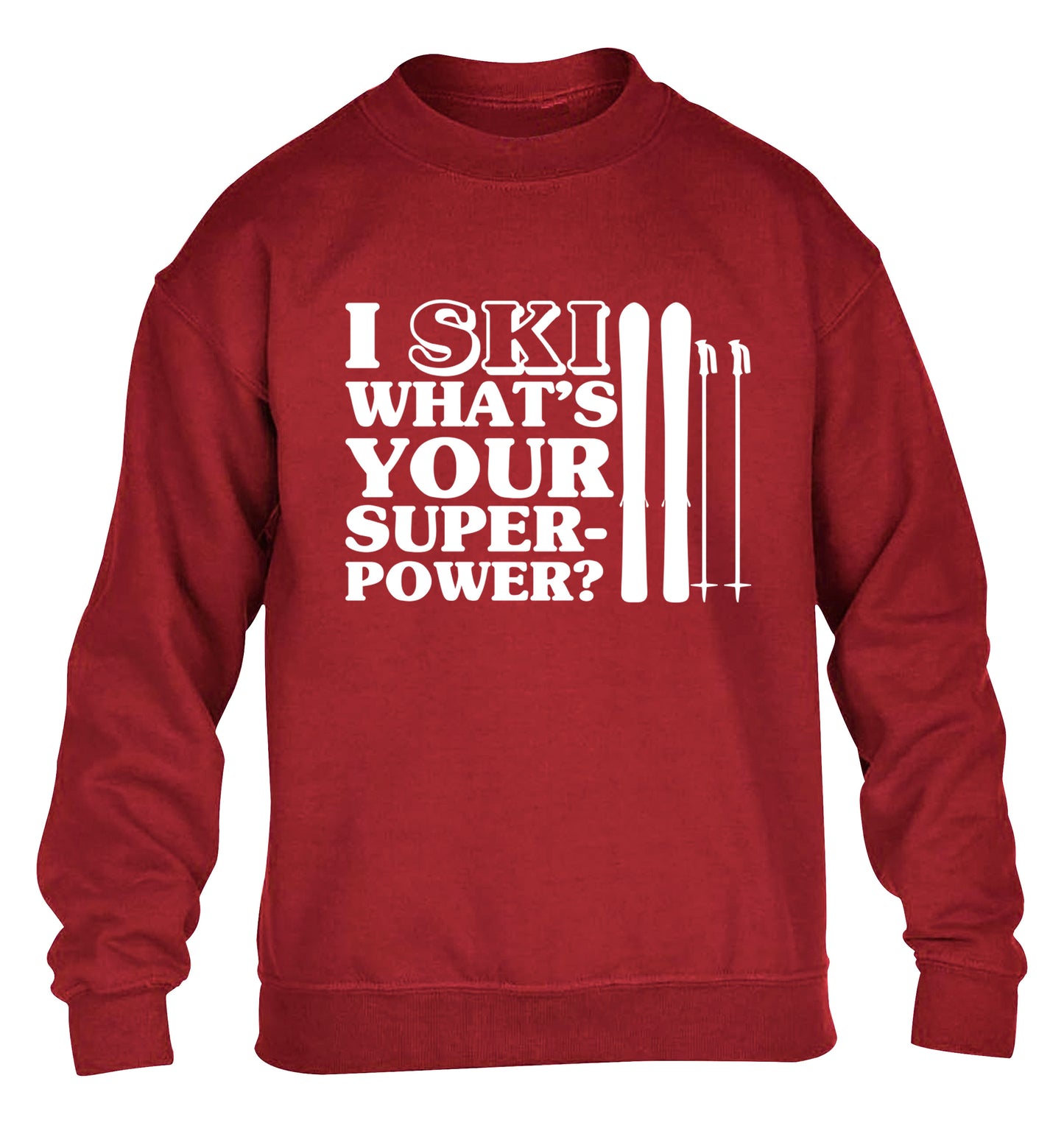 I ski what's your superpower? children's grey sweater 12-14 Years
