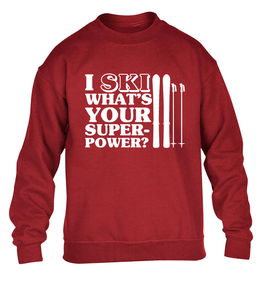 I ski what's your superpower? children's grey sweater 12-14 Years