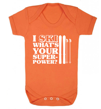 I ski what's your superpower? Baby Vest orange 18-24 months