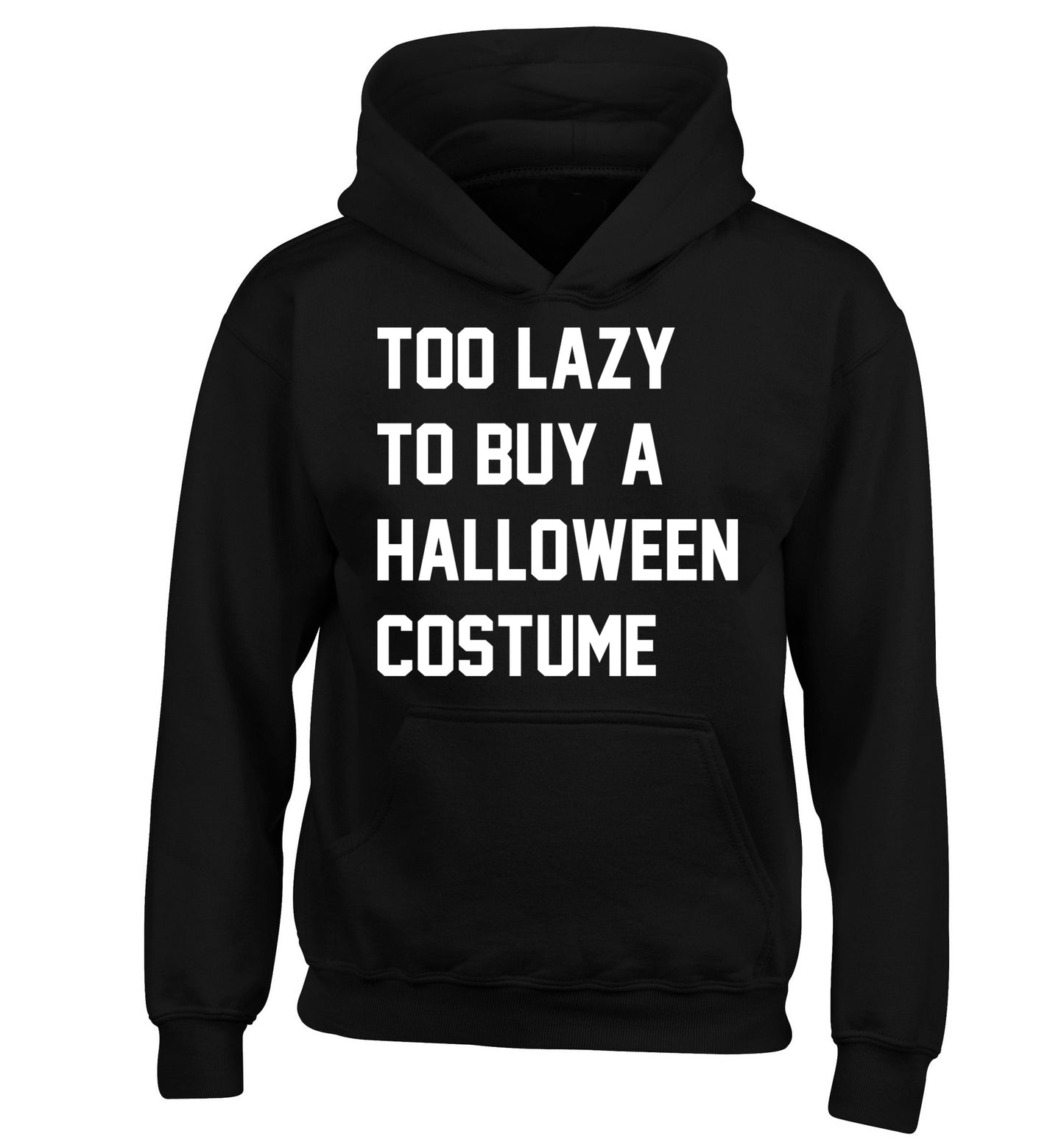Too lazy to buy a halloween costume children's black hoodie 12-14 Years