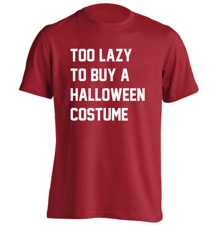 Too lazy to buy a halloween costume adults unisex red Tshirt 2XL