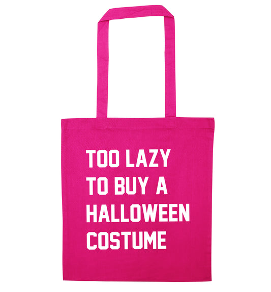 Too lazy to buy a halloween costume pink tote bag