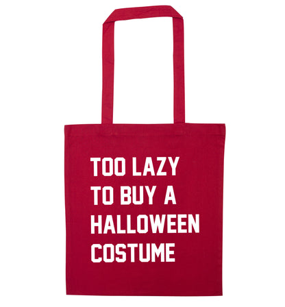 Too lazy to buy a halloween costume red tote bag