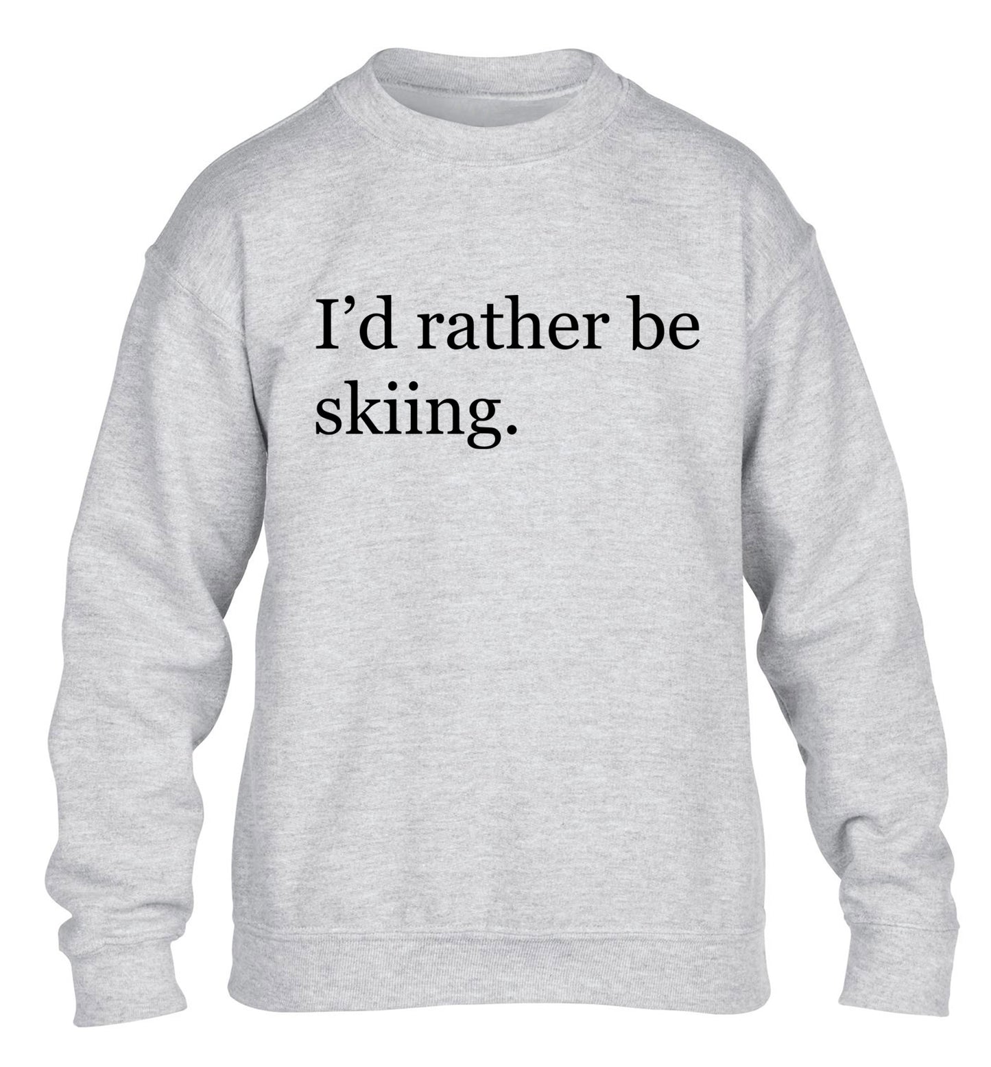 I'd rather be skiing children's grey sweater 12-14 Years