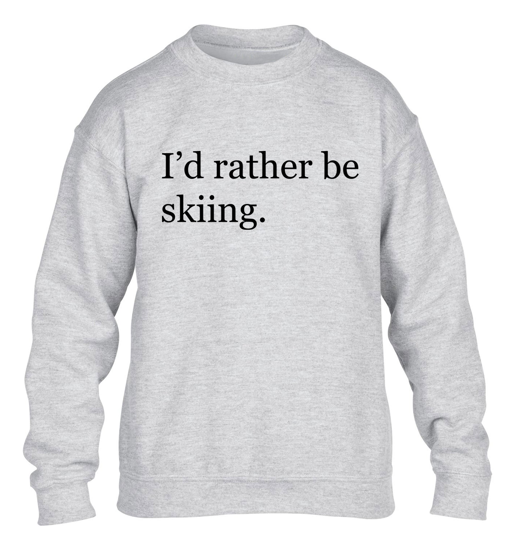 I'd rather be skiing children's grey sweater 12-14 Years