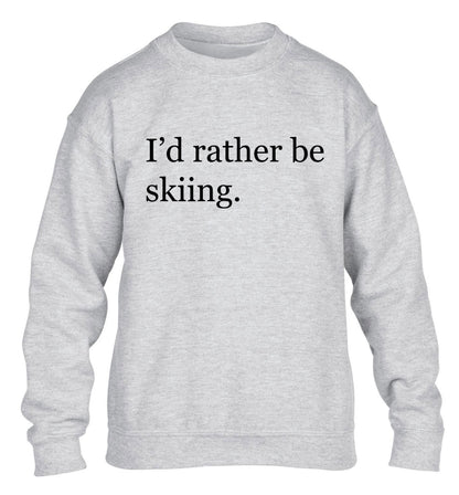 I'd rather be skiing children's grey sweater 12-14 Years