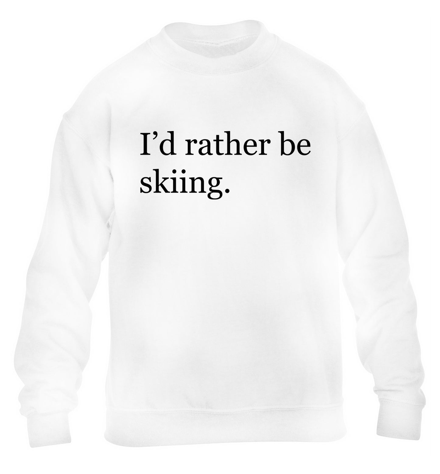 I'd rather be skiing children's white sweater 12-14 Years