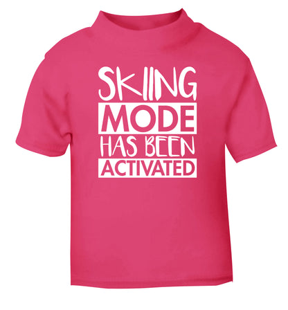 Skiing mode activated pink Baby Toddler Tshirt 2 Years