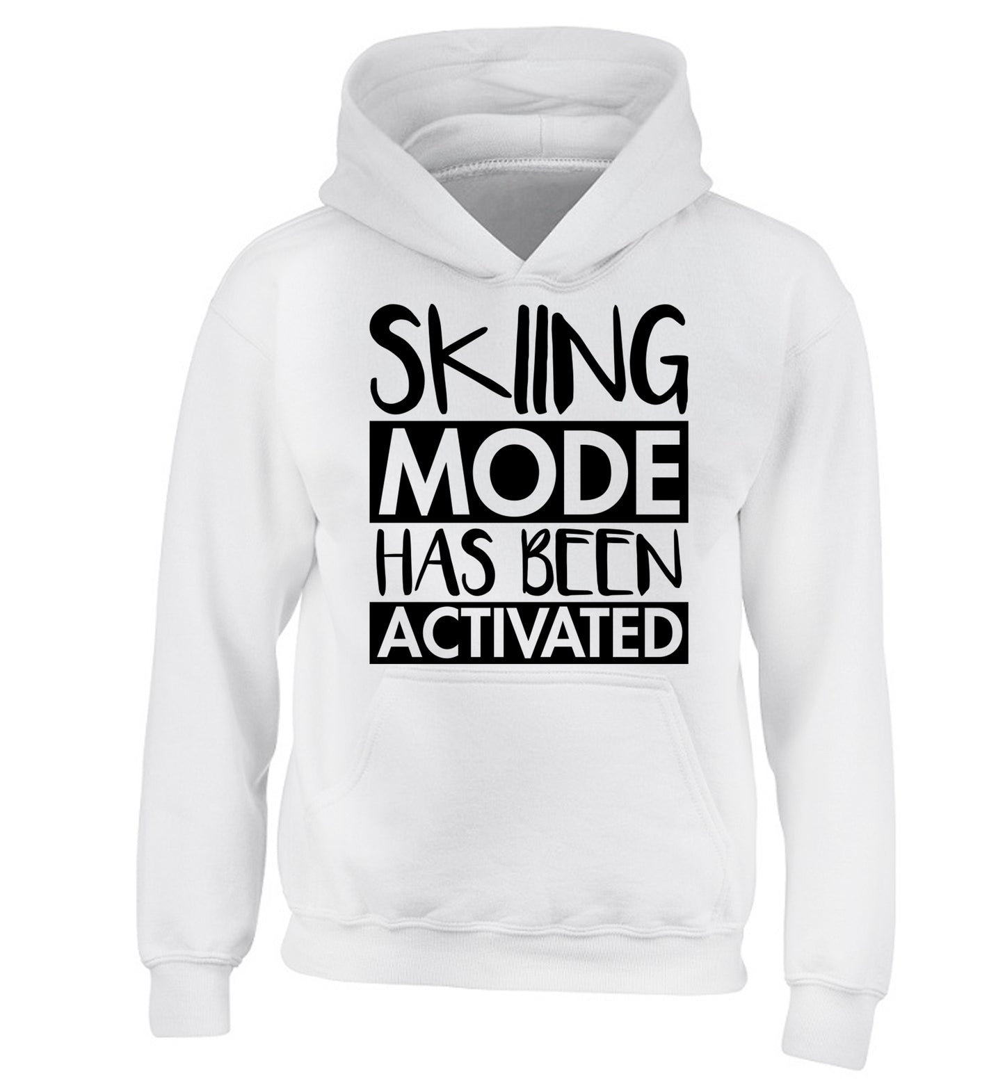 Skiing mode activated children's white hoodie 12-14 Years
