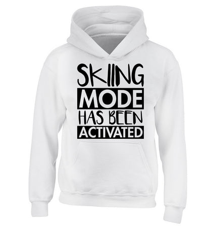 Skiing mode activated children's white hoodie 12-14 Years