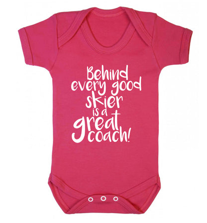 Behind every good skier is a great coach! Baby Vest dark pink 18-24 months