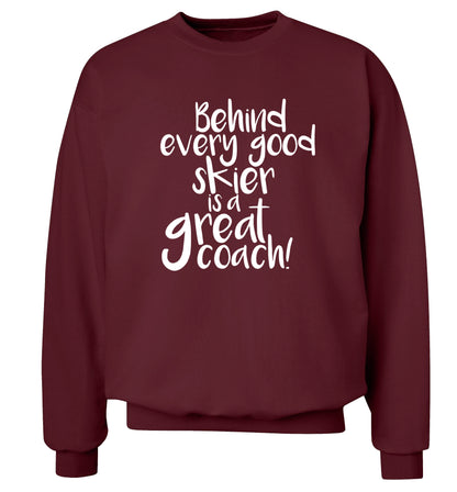 Behind every good skier is a great coach! Adult's unisexmaroon Sweater 2XL