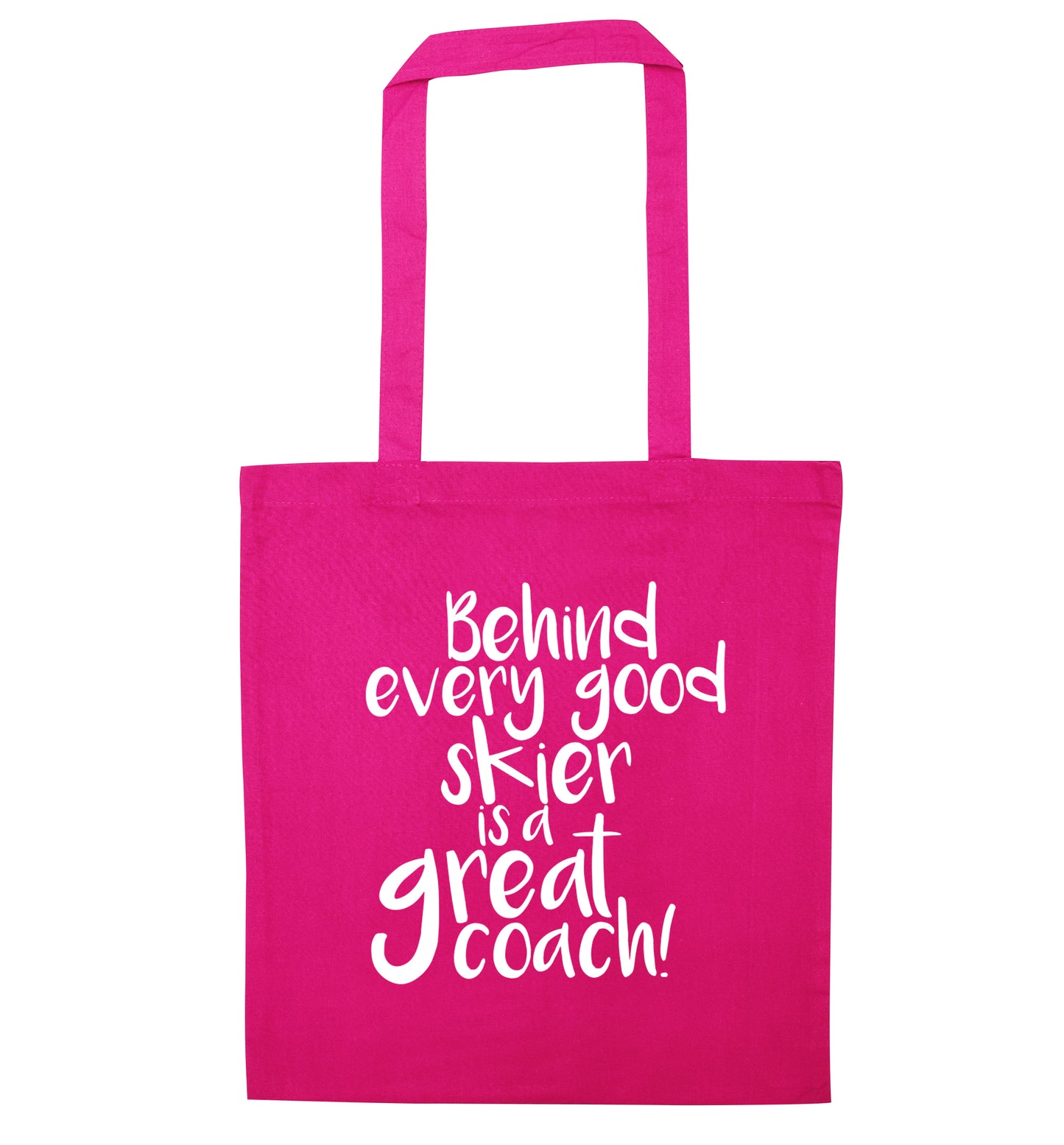 Behind every good skier is a great coach! pink tote bag