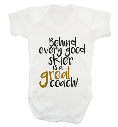 Behind every good skier is a great coach! Baby Vest white 18-24 months