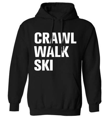 Crawl walk ski adults unisexblack hoodie 2XL