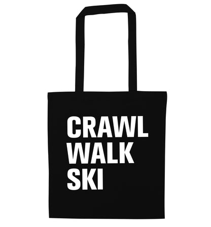 Crawl walk ski black tote bag