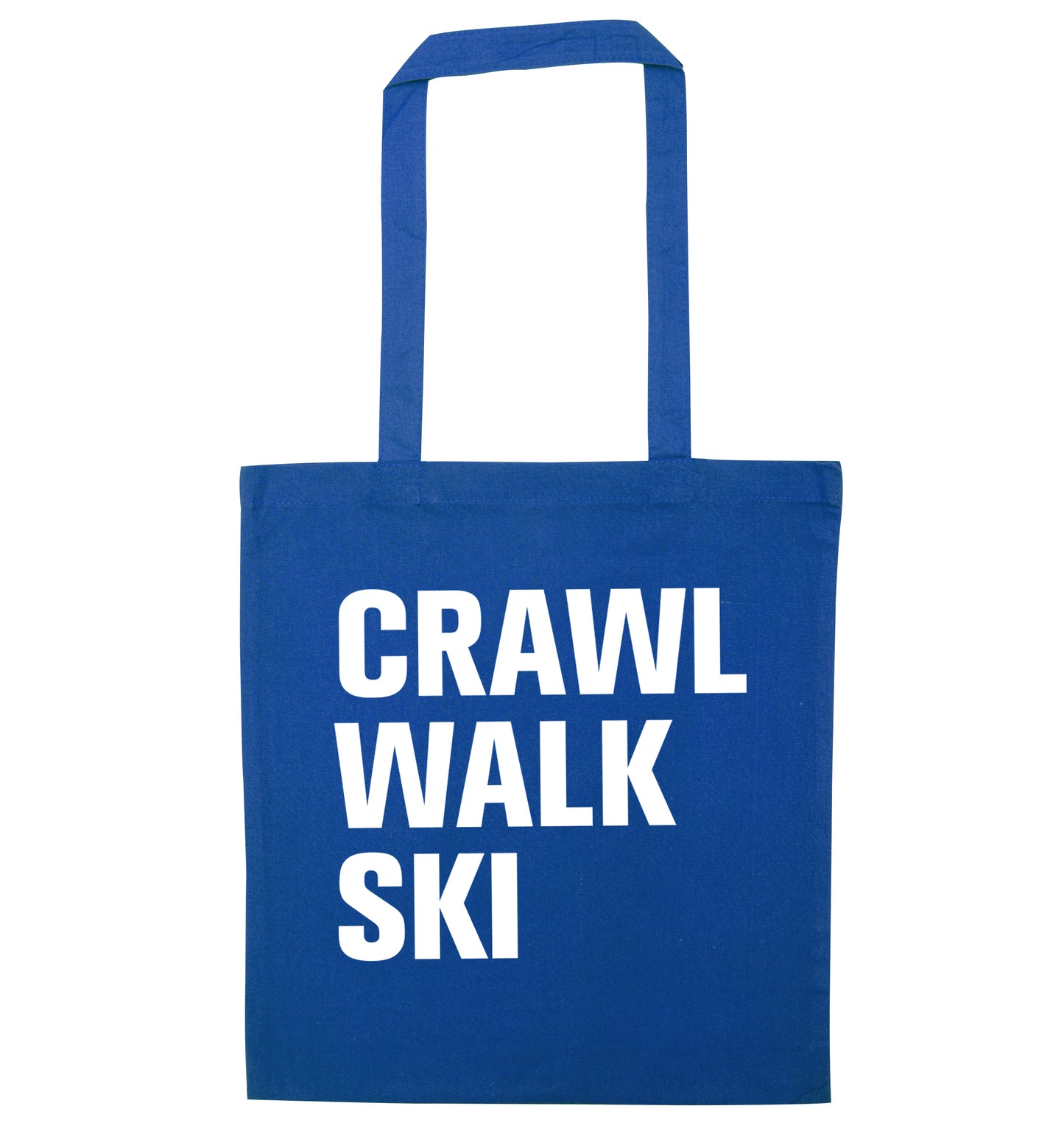 Crawl walk ski blue tote bag