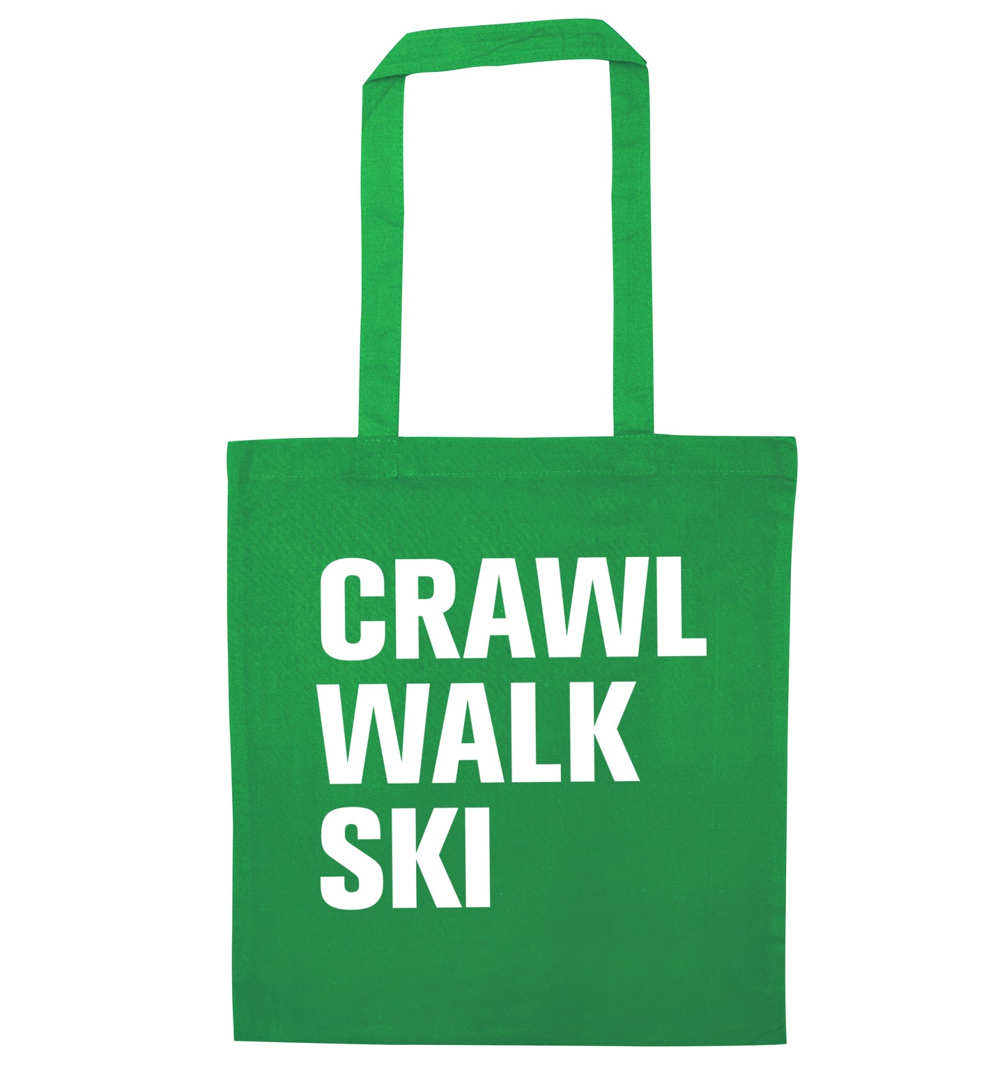 Crawl walk ski green tote bag