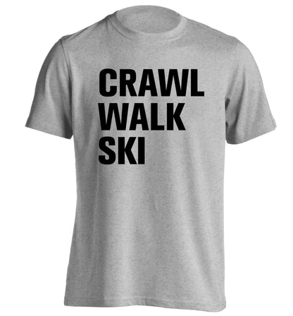 Crawl walk ski adults unisexgrey Tshirt 2XL