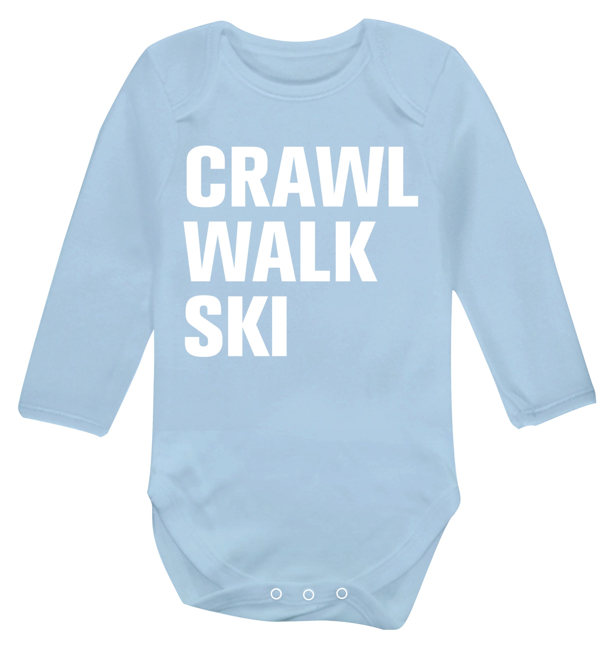 Crawl walk ski Baby Vest long sleeved pale blue 6-12 months