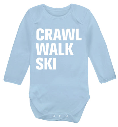 Crawl walk ski Baby Vest long sleeved pale blue 6-12 months