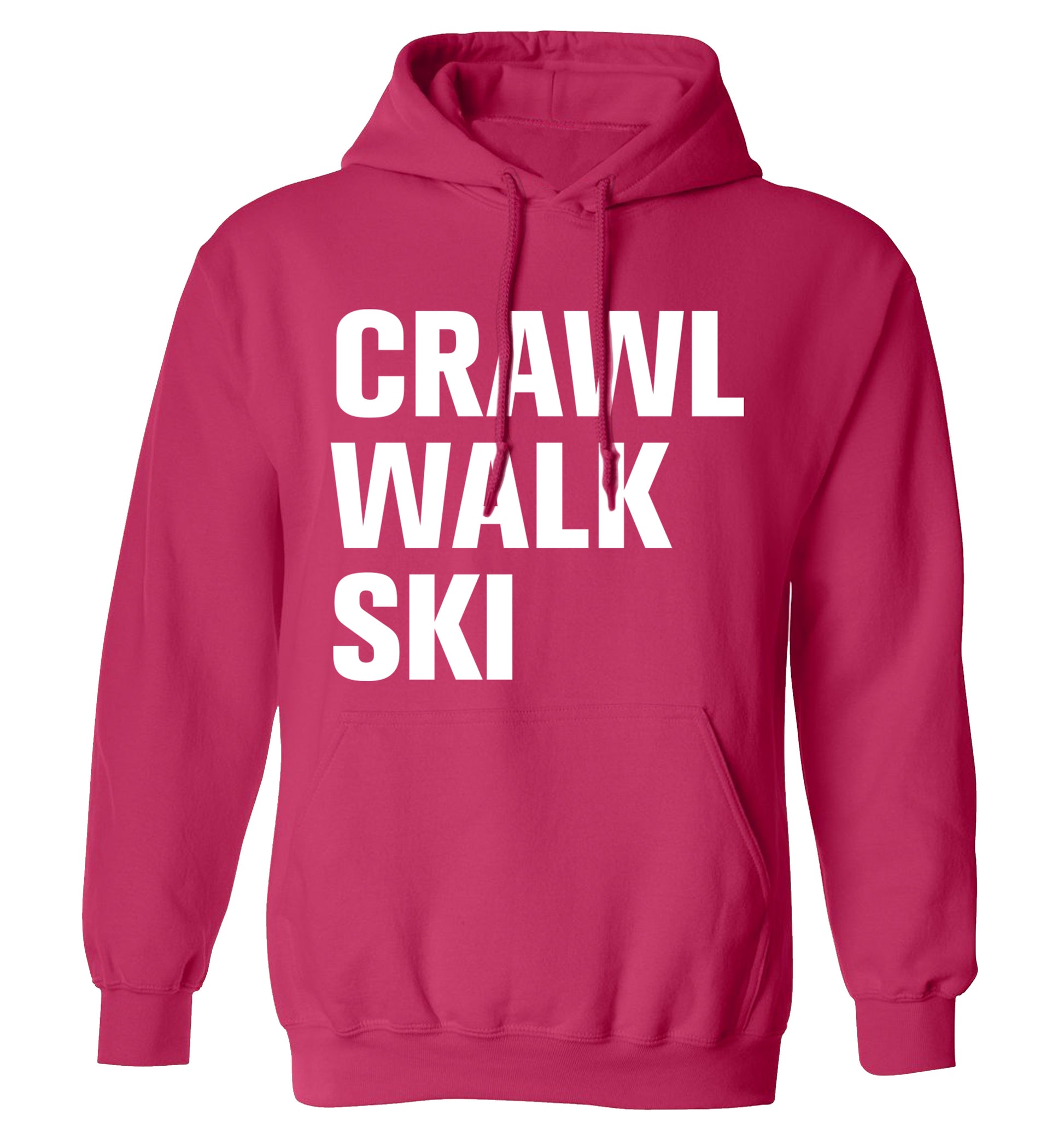 Crawl walk ski adults unisexpink hoodie 2XL