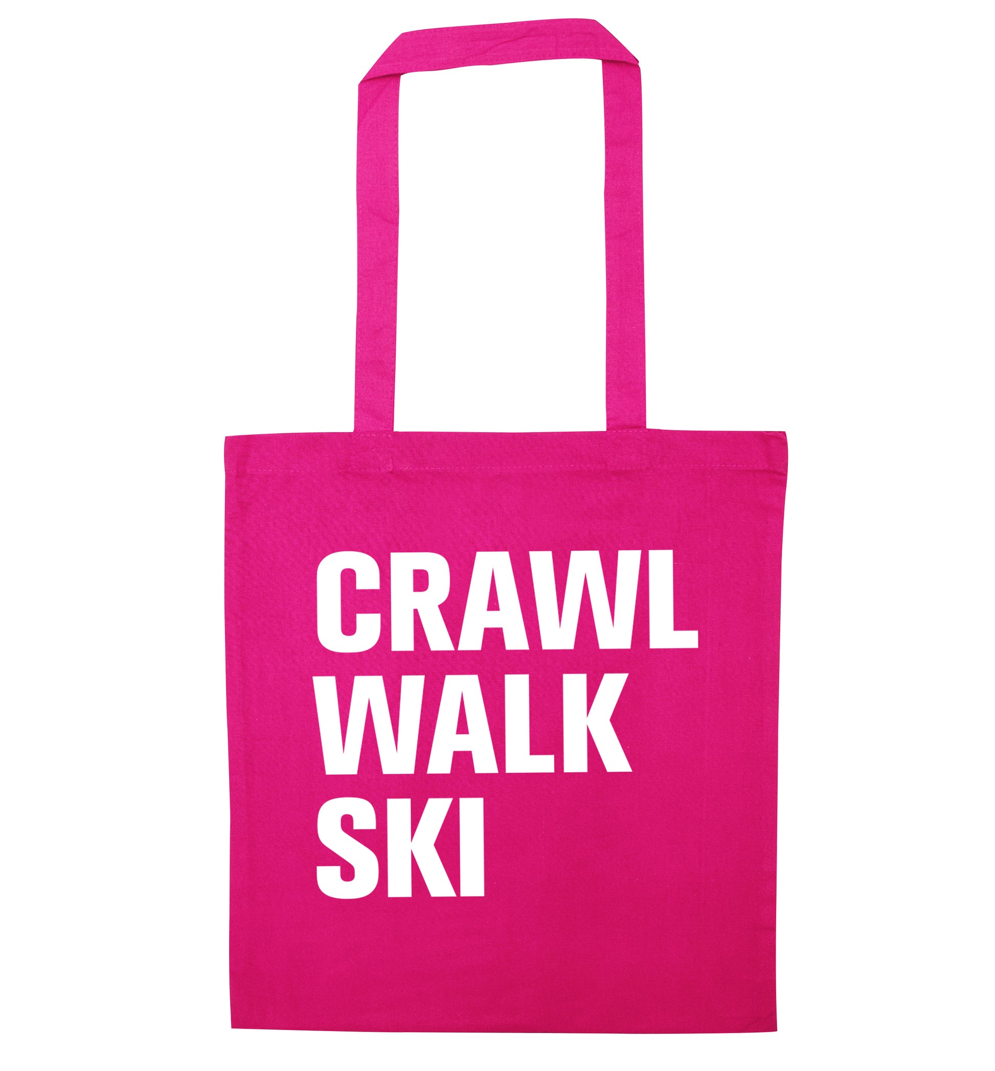 Crawl walk ski pink tote bag