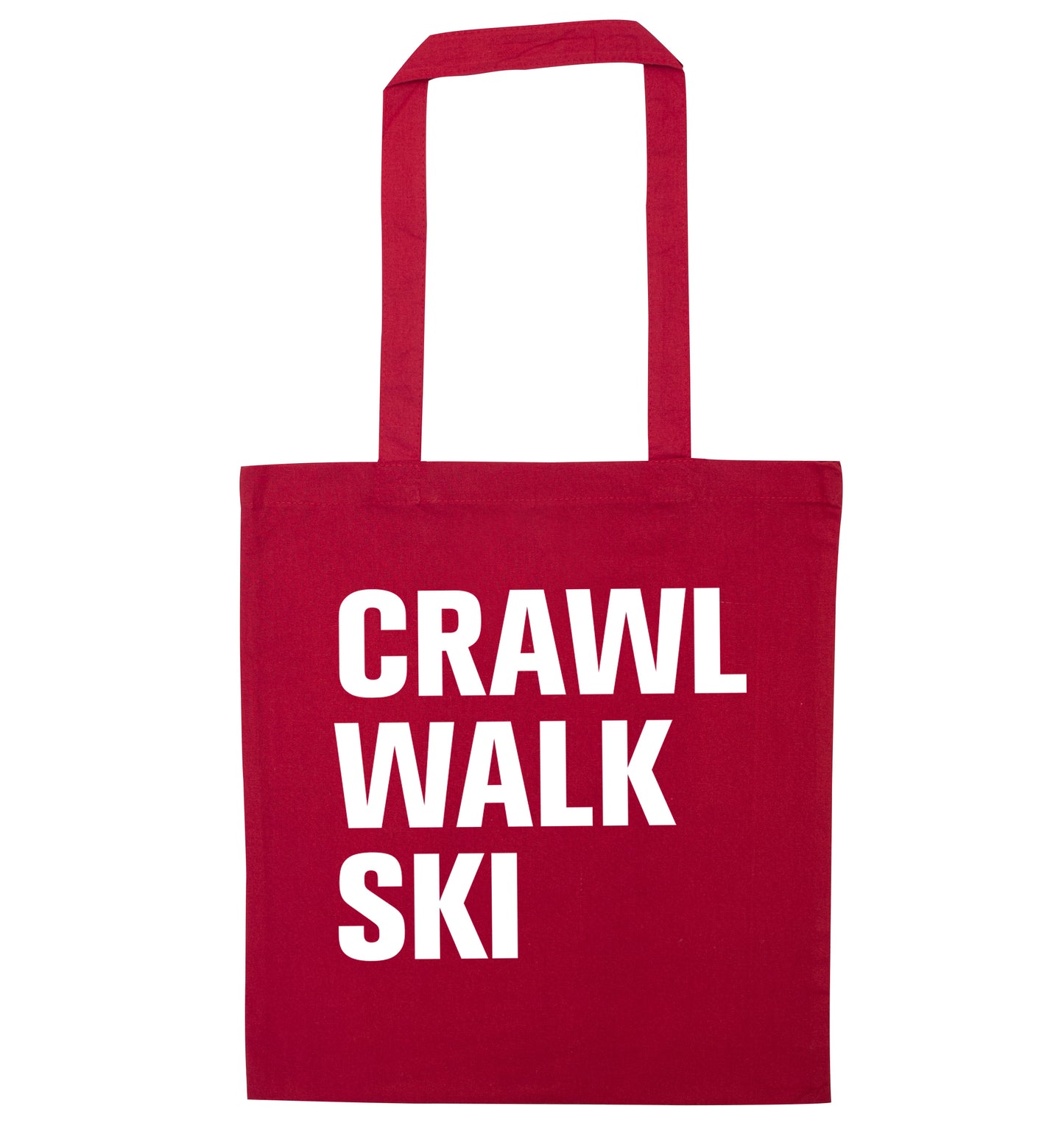 Crawl walk ski red tote bag
