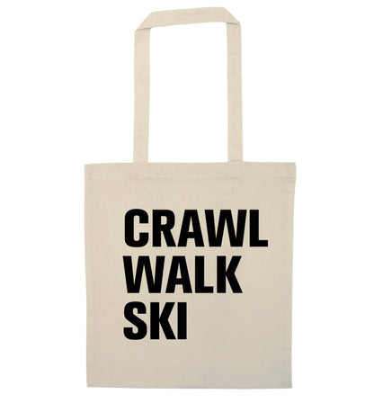 Crawl walk ski natural tote bag