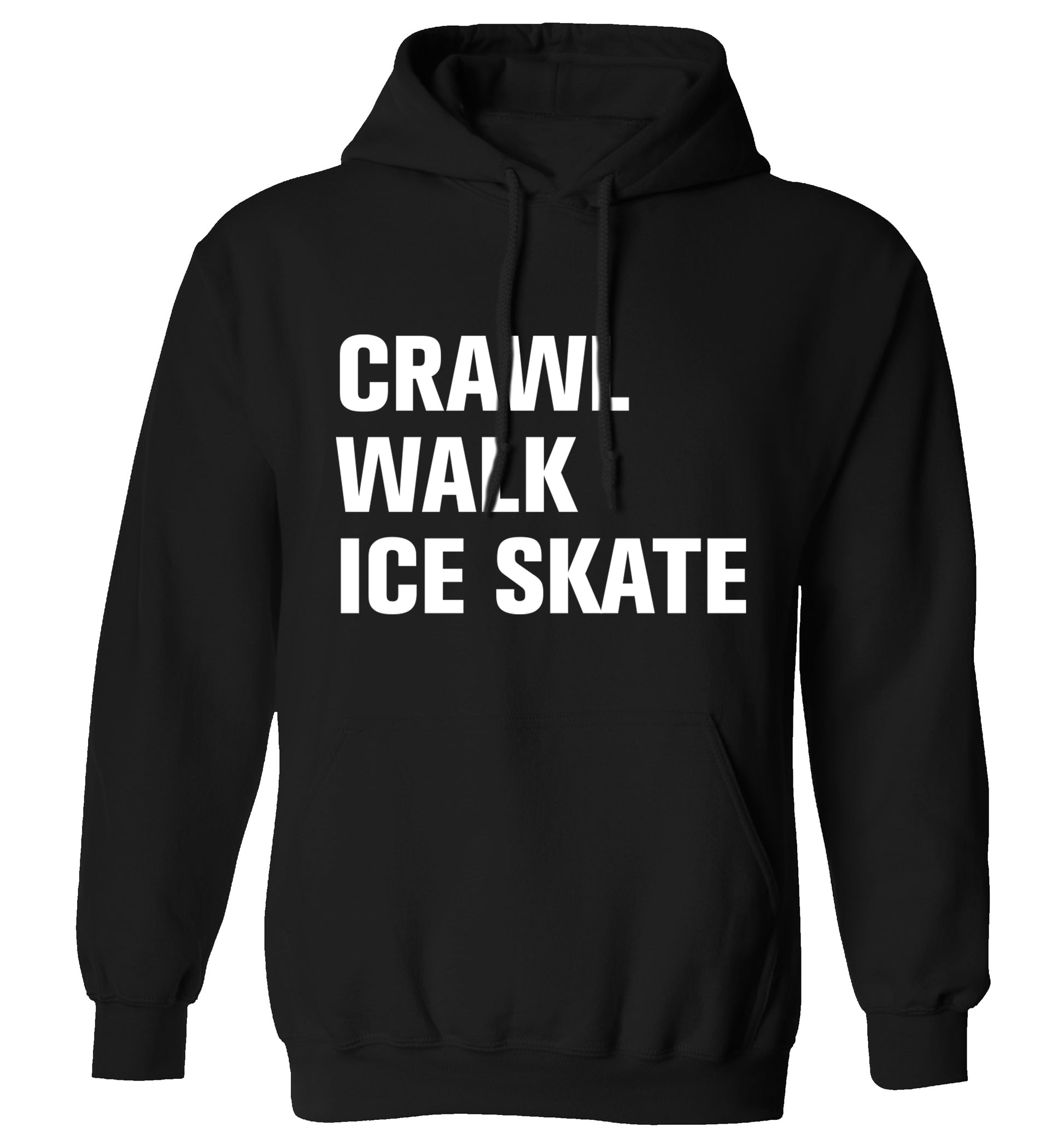 Crawl walk ice skate adults unisexblack hoodie 2XL