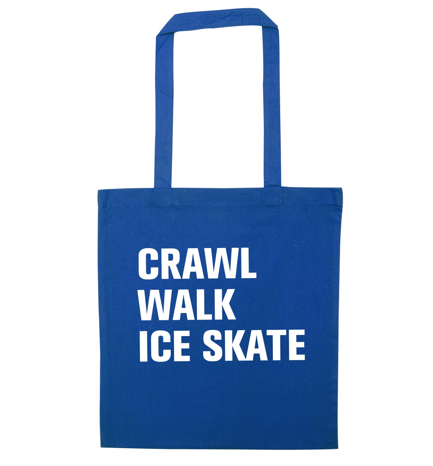 Crawl walk ice skate blue tote bag