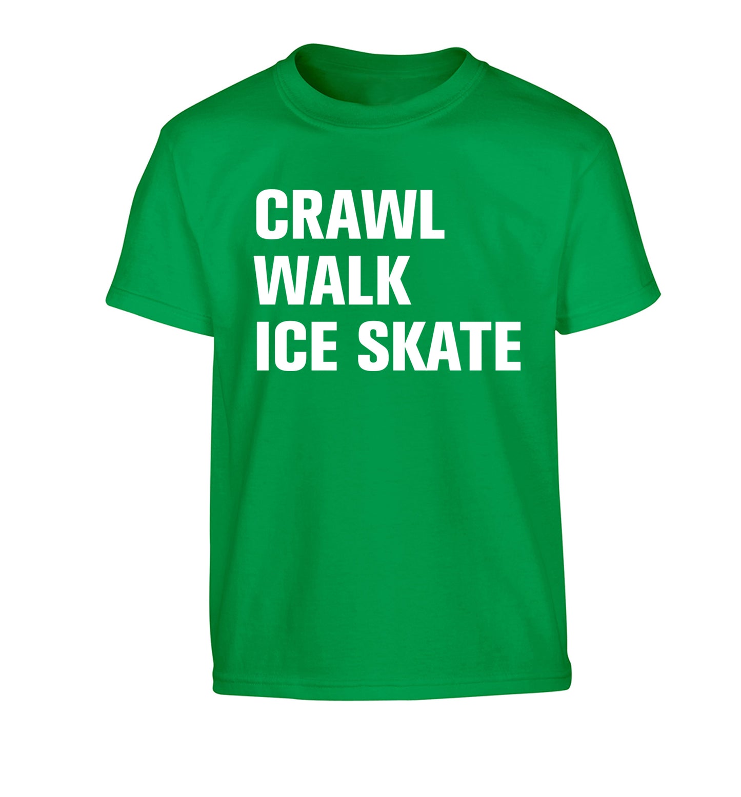 Crawl walk ice skate Children's green Tshirt 12-14 Years