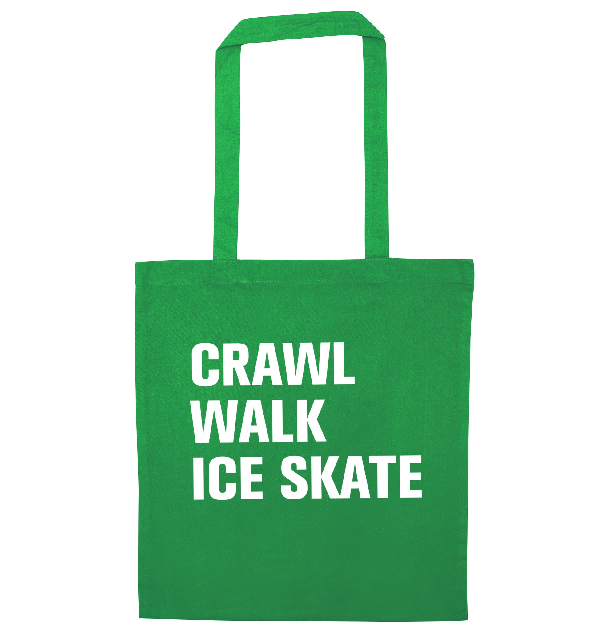 Crawl walk ice skate green tote bag