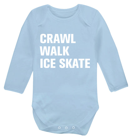 Crawl walk ice skate Baby Vest long sleeved pale blue 6-12 months