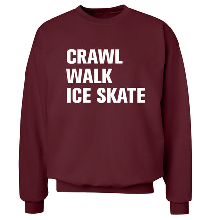 Crawl walk ice skate Adult's unisexmaroon Sweater 2XL