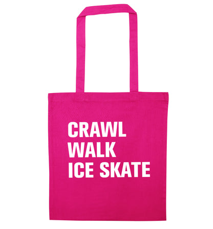 Crawl walk ice skate pink tote bag