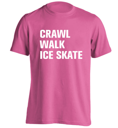 Crawl walk ice skate adults unisexpink Tshirt 2XL