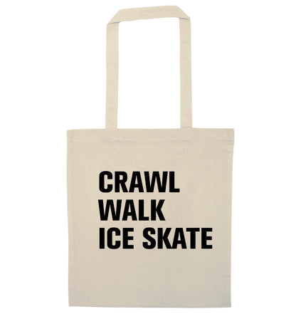 Crawl walk ice skate natural tote bag