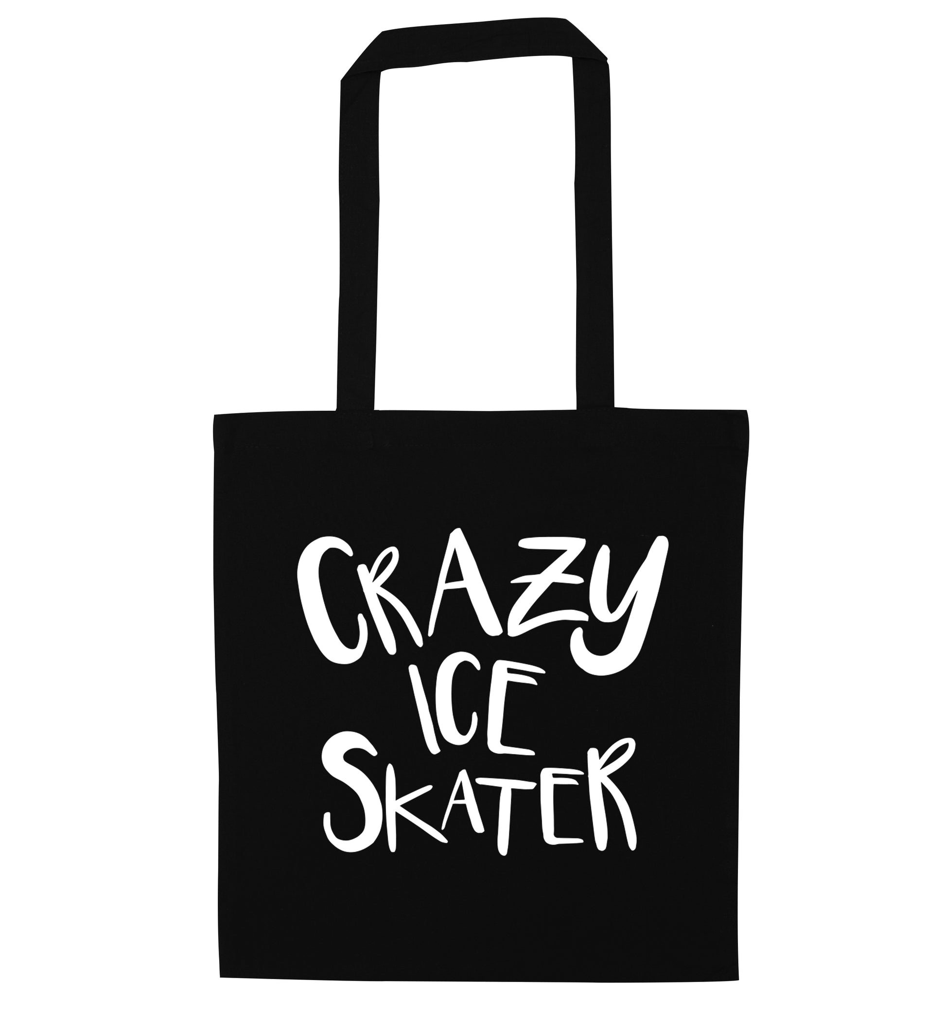 Crazy ice skater black tote bag