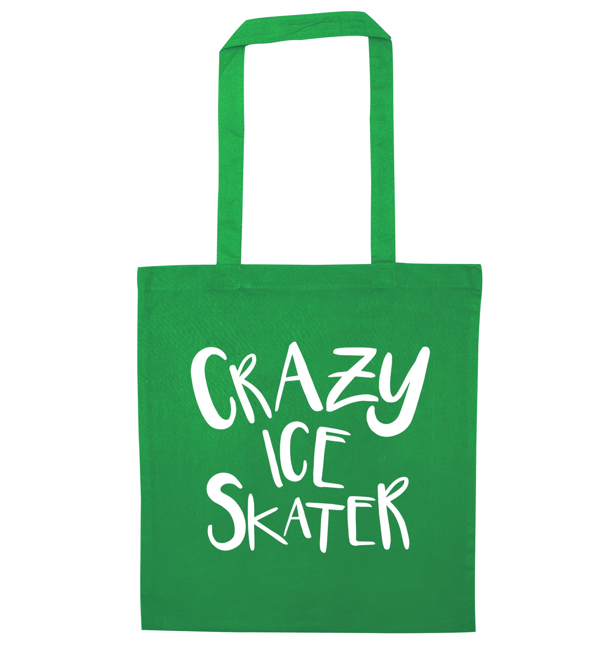 Crazy ice skater green tote bag